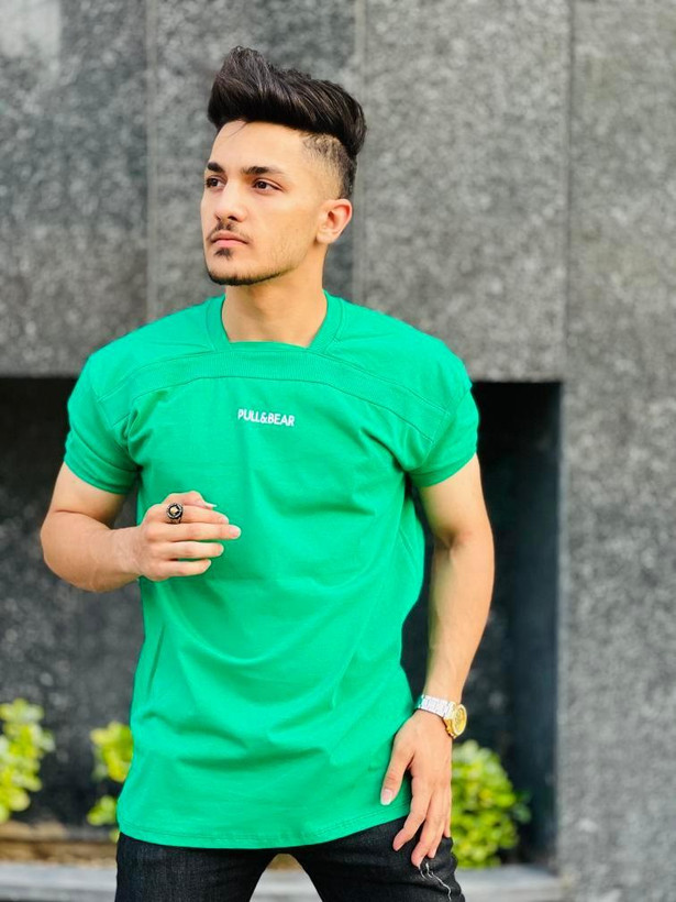 تیشرت یقه خشتی سبز