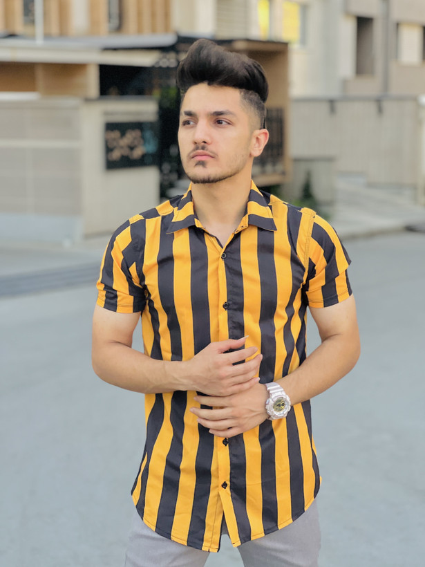 پیراهن راه راه مشکی سفید