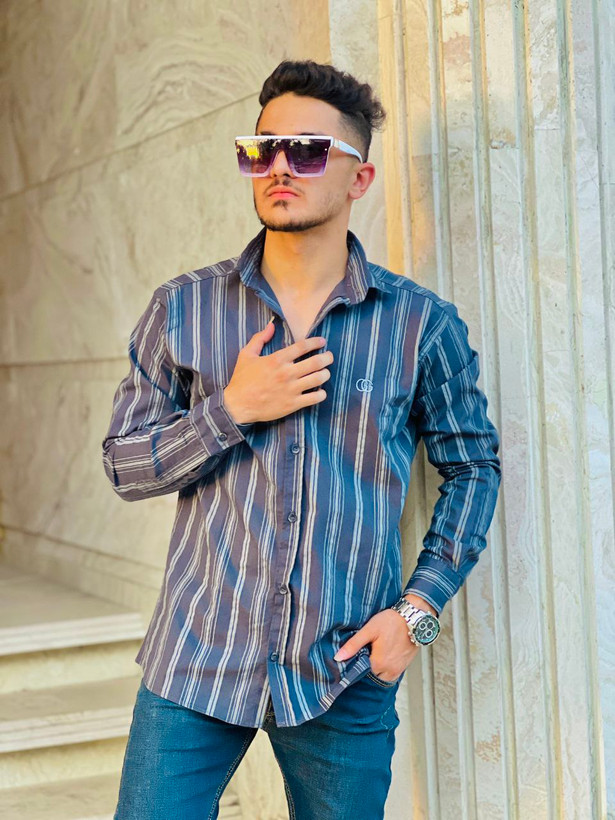Men's cotton striped shirt2