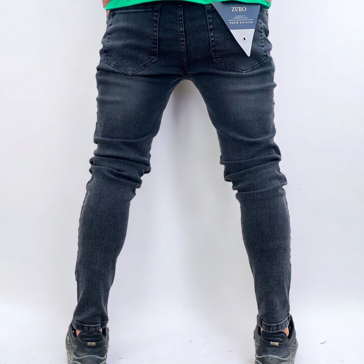 شلوار لی جذب زغالی زاپ دار مردانه2