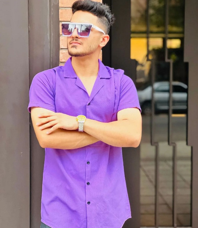 پیراهن آستین کوتاه یقه انگلیسی یاسی