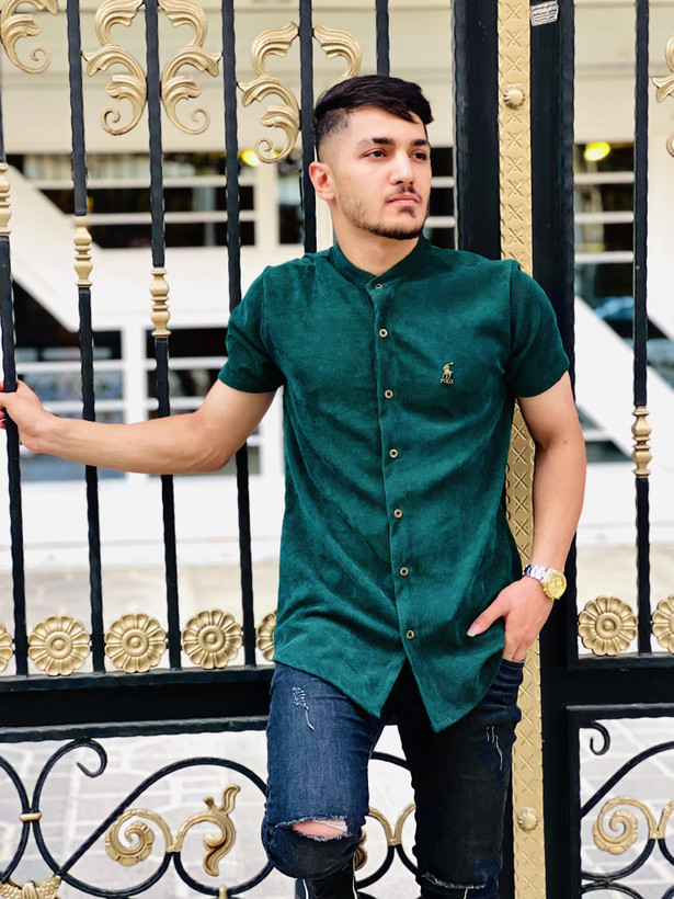 پیراهن یقه دیپلمات سبز لجنی