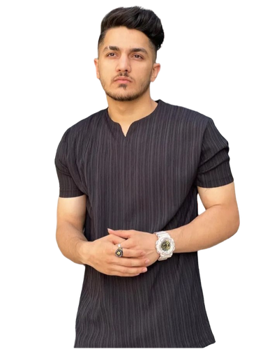 تیشرت یقه کوبایی مشکی