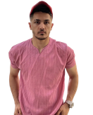 تیشرت یقه کوبایی صورتی