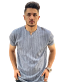 تیشرت یقه کوبایی طوسی