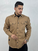 پیراهن کتان دوجیب مردانه قهوه ای