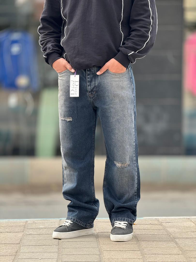 شلوار بگ ابی تیره