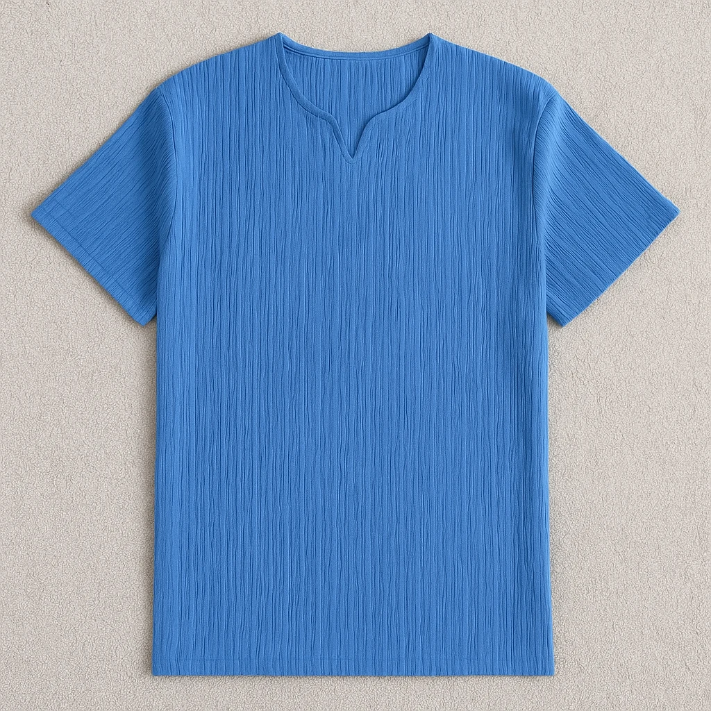 تیشرت یقه کوبایی ابی