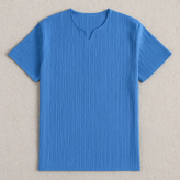 تیشرت یقه کوبایی ابی