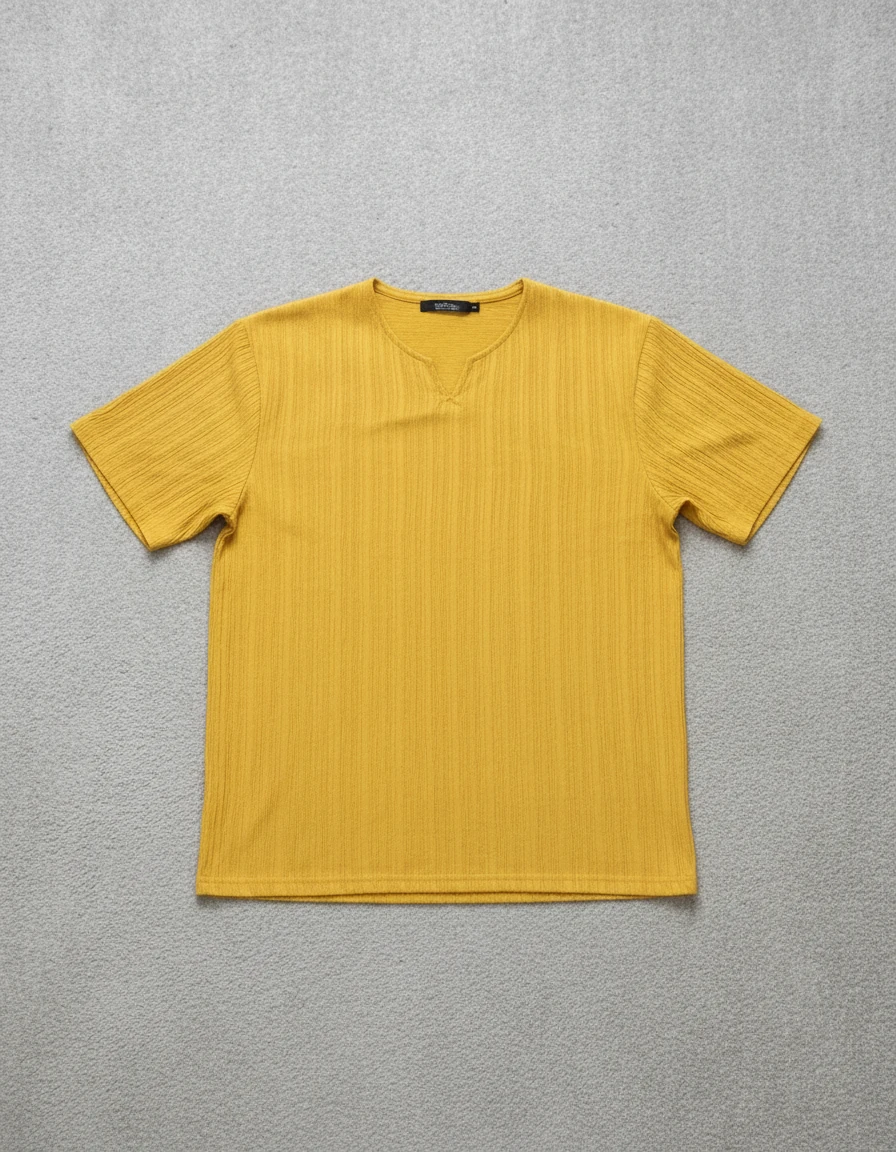 تیشرت یقه کوبایی زرد