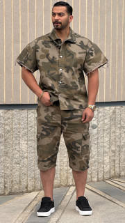 ست چیریکی قواره دار سنگشور شده پارچه کتان سایز L XL 2XL 3XL
