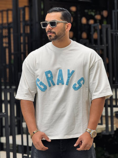 تیشرت GRAYS پارچه دو نخ قواره باکسی سایز L XL 2XL
